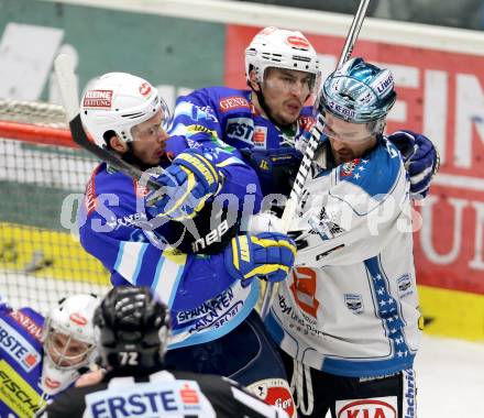 EBEL. Eishockey Bundesliga. EC VSV gegen EHC LIWEST Linz. Marco Pewal, Justin Taylor, (VSV), Fabian Scholz  (Linz). Villach, am 8.3.2013.
Foto: Kuess 


---
pressefotos, pressefotografie, kuess, qs, qspictures, sport, bild, bilder, bilddatenbank