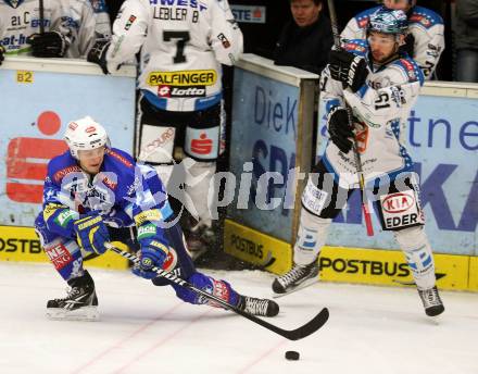 EBEL. Eishockey Bundesliga. EC VSV gegen EHC LIWEST Linz. Antti Pusa, (VSV), Patrick Spannring  (Linz). Villach, am 8.3.2013.
Foto: Kuess 


---
pressefotos, pressefotografie, kuess, qs, qspictures, sport, bild, bilder, bilddatenbank