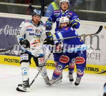 EBEL. Eishockey Bundesliga. EC VSV gegen EHC LIWEST Linz. Andreas Wiedergut,  (VSV), Patrick Spannring (Linz). Villach, am 8.3.2013.
Foto: Kuess 


---
pressefotos, pressefotografie, kuess, qs, qspictures, sport, bild, bilder, bilddatenbank