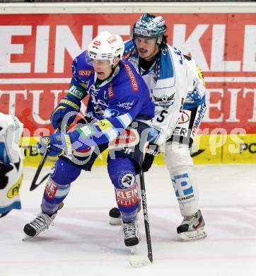 EBEL. Eishockey Bundesliga. EC VSV gegen EHC LIWEST Linz.  Patrick Platzer,  (VSV), Franklin MacDonald (Linz). Villach, am 8.3.2013.
Foto: Kuess 


---
pressefotos, pressefotografie, kuess, qs, qspictures, sport, bild, bilder, bilddatenbank