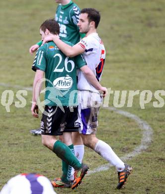 Fussball Regionalliga. SAK gegen Feldkirchen SV. Murat Veliu,  (SAK), Philipp Wisotzky (Feldkirchen). Klagenfurt, 9.3.2013.
Foto: Kuess
---
pressefotos, pressefotografie, kuess, qs, qspictures, sport, bild, bilder, bilddatenbank