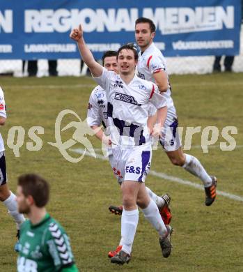 Fussball Regionalliga. SAK gegen Feldkirchen SV. Torjubel Patrick Lausegger (SAK). Klagenfurt, 9.3.2013.
Foto: Kuess
---
pressefotos, pressefotografie, kuess, qs, qspictures, sport, bild, bilder, bilddatenbank