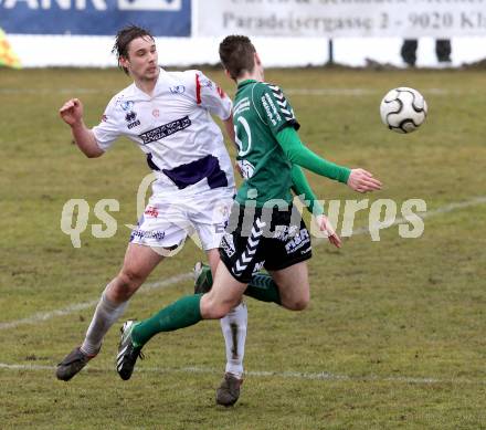 Fussball Regionalliga. SAK gegen Feldkirchen SV. Patrick Lausegger, (SAK), Kevin Vaschauner  (Feldkirchen). Klagenfurt, 9.3.2013.
Foto: Kuess
---
pressefotos, pressefotografie, kuess, qs, qspictures, sport, bild, bilder, bilddatenbank