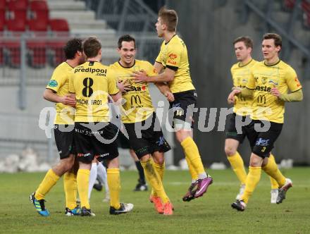 Fussball Regionalliga. SK Austria Klagenfurt gegen Allerheiligen. Torjubel Allerheiligen. Klagenfurt, 12.3.2013
Foto: Kuess

---
pressefotos, pressefotografie, kuess, qs, qspictures, sport, bild, bilder, bilddatenbank