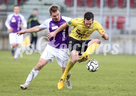 Fussball Regionalliga. SK Austria Klagenfurt gegen Allerheiligen. Peter Pucker, (Klagenfurt), Georg Grasser  (Allerheiligen). Klagenfurt, 12.3.2013
Foto: Kuess

---
pressefotos, pressefotografie, kuess, qs, qspictures, sport, bild, bilder, bilddatenbank