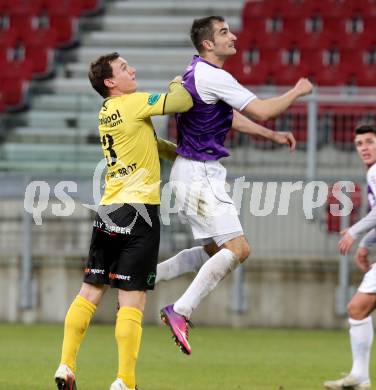 Fussball Regionalliga. SK Austria Klagenfurt gegen Allerheiligen. Rexhe Bytyci, (Klagenfurt), Robert Kothleitner (Allerheiligen). Klagenfurt, 12.3.2013
Foto: Kuess

---
pressefotos, pressefotografie, kuess, qs, qspictures, sport, bild, bilder, bilddatenbank