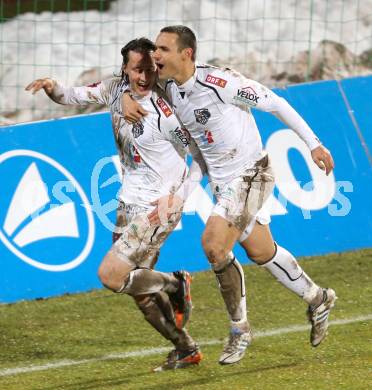 Fussball. Bundesliga. RZ Pellets WAC gegen SV Mattersburg.   Torjubel Dario Baldauf, Nenad Jovanovic (WAC). Wolfsberg, 13.3.2013.
Foto: Kuess

---
pressefotos, pressefotografie, kuess, qs, qspictures, sport, bild, bilder, bilddatenbank