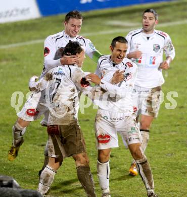 Fussball. Bundesliga. RZ Pellets WAC gegen SV Mattersburg.  Torjubel Dario Baldauf, Nenad Jovanovic, Michael Sollbauer, Ruben Rivera  (WAC). Wolfsberg, 13.3.2013.
Foto: Kuess

---
pressefotos, pressefotografie, kuess, qs, qspictures, sport, bild, bilder, bilddatenbank