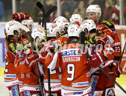 EBEL. Eishockey Bundesliga. EC KAC gegen EHC Liwest Black Wings Linz.  Torjubel (KAC). Klagenfurt, am 15.3.2013.
Foto: Kuess 


---
pressefotos, pressefotografie, kuess, qs, qspictures, sport, bild, bilder, bilddatenbank