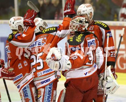 EBEL. Eishockey Bundesliga. EC KAC gegen EHC Liwest Black Wings Linz.  Torjubel (KAC). Klagenfurt, am 15.3.2013.
Foto: Kuess 


---
pressefotos, pressefotografie, kuess, qs, qspictures, sport, bild, bilder, bilddatenbank