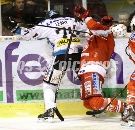 EBEL. Eishockey Bundesliga. EC KAC gegen EHC Liwest Black Wings Linz.  Johannes Kirisits (KAC), Patrick Leahy (Linz). Klagenfurt, am 15.3.2013.
Foto: Kuess 


---
pressefotos, pressefotografie, kuess, qs, qspictures, sport, bild, bilder, bilddatenbank