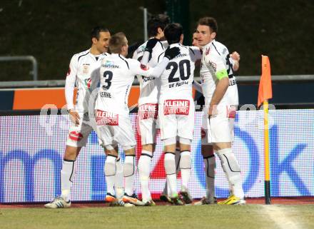 Fussball. Bundesliga. RZ Pellets WAC gegen SC Wiener Neustadt.   Torjubel    (WAC). Wolfsberg, 16.3.2013.
Foto: Kuess

---
pressefotos, pressefotografie, kuess, qs, qspictures, sport, bild, bilder, bilddatenbank