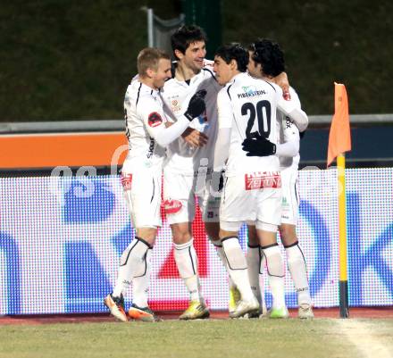 Fussball. Bundesliga. RZ Pellets WAC gegen SC Wiener Neustadt.   Torjubel    (WAC). Wolfsberg, 16.3.2013.
Foto: Kuess

---
pressefotos, pressefotografie, kuess, qs, qspictures, sport, bild, bilder, bilddatenbank