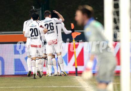 Fussball. Bundesliga. RZ Pellets WAC gegen SC Wiener Neustadt.   Torjubel    (WAC). Wolfsberg, 16.3.2013.
Foto: Kuess

---
pressefotos, pressefotografie, kuess, qs, qspictures, sport, bild, bilder, bilddatenbank