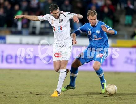 Fussball. Bundesliga. RZ Pellets WAC gegen SC Wiener Neustadt.  Ruben Rivera,  (WAC), Matthias Maak  (Wiener Neustadt). Wolfsberg, 16.3.2013.
Foto: Kuess

---
pressefotos, pressefotografie, kuess, qs, qspictures, sport, bild, bilder, bilddatenbank