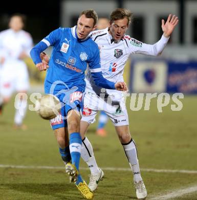 Fussball. Bundesliga. RZ Pellets WAC gegen SC Wiener Neustadt.  Mario Kroepfl,  (WAC), Mario Pollhammer  (Wiener Neustadt). Wolfsberg, 16.3.2013.
Foto: Kuess

---
pressefotos, pressefotografie, kuess, qs, qspictures, sport, bild, bilder, bilddatenbank