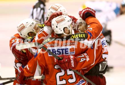 EBEL. Eishockey Bundesliga. EC KAC gegen EHC Liwest Black Wings Linz.  Torjubel KAC. Klagenfurt, am 19.3.2013.
Foto: Kuess 


---
pressefotos, pressefotografie, kuess, qs, qspictures, sport, bild, bilder, bilddatenbank