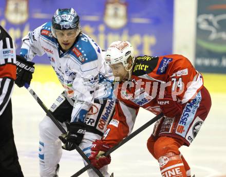 EBEL. Eishockey Bundesliga. EC KAC gegen EHC Liwest Black Wings Linz.  Jamie Lundmark (KAC), Brian Lebler (Linz). Klagenfurt, am 19.3.2013.
Foto: Kuess 


---
pressefotos, pressefotografie, kuess, qs, qspictures, sport, bild, bilder, bilddatenbank