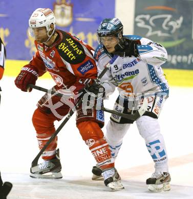 EBEL. Eishockey Bundesliga. EC KAC gegen EHC Liwest Black Wings Linz. John Lammers (KAC), Danny Irmen (Linz). Klagenfurt, am 19.3.2013.
Foto: Kuess 


---
pressefotos, pressefotografie, kuess, qs, qspictures, sport, bild, bilder, bilddatenbank