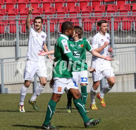 Fussball Regionalliga. SK Austria Klagenfurt gegen SV Wallern. Torjubel Rexhe Bytyci (Austria Klagenfurt).. Klagenfurt, 23.3.2013.
Foto: Kuess
---
pressefotos, pressefotografie, kuess, qs, qspictures, sport, bild, bilder, bilddatenbank