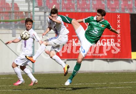 Fussball Regionalliga. SK Austria Klagenfurt gegen SV Wallern. Grega Triplat, Fabian Miesenboeck,  (Austria Klagenfurt). Klagenfurt, 23.3.2013.
Foto: Kuess
---
pressefotos, pressefotografie, kuess, qs, qspictures, sport, bild, bilder, bilddatenbank