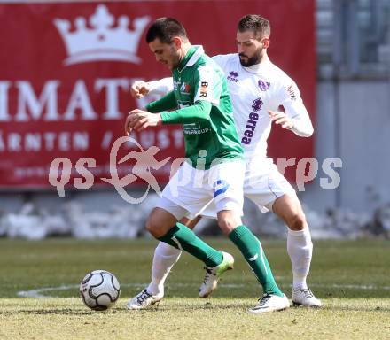 Fussball Regionalliga. SK Austria Klagenfurt gegen SV Wallern. Oliver Pusztai,  (Austria Klagenfurt), Darijo Pecirep (Wallern). Klagenfurt, 23.3.2013.
Foto: Kuess
---
pressefotos, pressefotografie, kuess, qs, qspictures, sport, bild, bilder, bilddatenbank