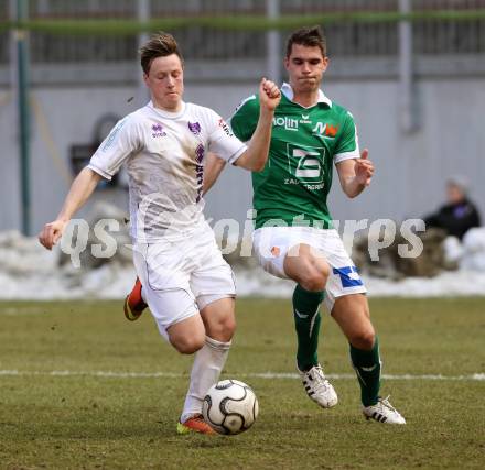 Fussball Regionalliga. SK Austria Klagenfurt gegen SV Wallern. Fabian Miesenboeck, (Austria Klagenfurt), Dominic Schierhuber  (Wallern). Klagenfurt, 23.3.2013.
Foto: Kuess
---
pressefotos, pressefotografie, kuess, qs, qspictures, sport, bild, bilder, bilddatenbank