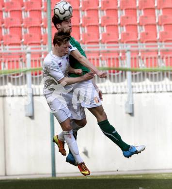 Fussball Regionalliga. SK Austria Klagenfurt gegen SV Wallern. Fabian Miesenboeck, (Austria Klagenfurt), Felix Huspek (Wallern). Klagenfurt, 23.3.2013.
Foto: Kuess
---
pressefotos, pressefotografie, kuess, qs, qspictures, sport, bild, bilder, bilddatenbank