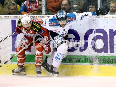 EBEL. Eishockey Bundesliga. EC KAC gegen EHC Liwest Black Wings Linz.  Markus Pirmann,  (KAC), Michael Mayr (Linz). Klagenfurt, am 24.3.2013.
Foto: Kuess 


---
pressefotos, pressefotografie, kuess, qs, qspictures, sport, bild, bilder, bilddatenbank