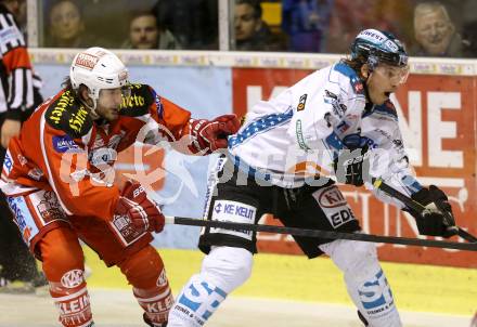 EBEL. Eishockey Bundesliga. EC KAC gegen EHC Liwest Black Wings Linz.  Tyler Spurgeon,  (KAC), Brian Lebler (Linz). Klagenfurt, am 24.3.2013.
Foto: Kuess 


---
pressefotos, pressefotografie, kuess, qs, qspictures, sport, bild, bilder, bilddatenbank