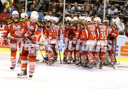 EBEL. Eishockey Bundesliga. EC KAC gegen EHC Liwest Black Wings Linz.  Jubel KAC. Klagenfurt, am 24.3.2013.
Foto: Kuess 


---
pressefotos, pressefotografie, kuess, qs, qspictures, sport, bild, bilder, bilddatenbank