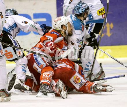 EBEL. Eishockey Bundesliga. EC KAC gegen EHC Liwest Black Wings Linz.  Thomas Koch, (KAC), Robert Lukas  (Linz). Klagenfurt, am 24.3.2013.
Foto: Kuess 


---
pressefotos, pressefotografie, kuess, qs, qspictures, sport, bild, bilder, bilddatenbank