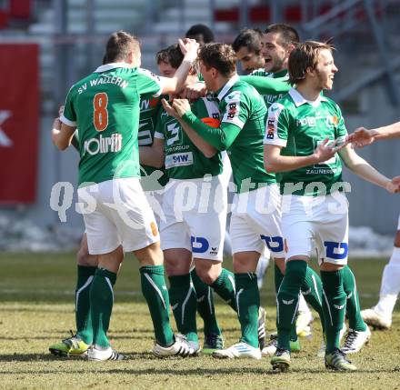 Fussball Regionalliga. SK Austria Klagenfurt gegen SV Wallern. Torjubel Wallern. Klagenfurt, 23.3.2013.
Foto: Kuess
---
pressefotos, pressefotografie, kuess, qs, qspictures, sport, bild, bilder, bilddatenbank