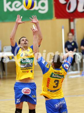 Volleyball. AVL-Halbfinale. SK Aich/Dob gegen Amstetten. SATLER Rok, HRUSKA Michal (Aich/Dob). Bleiburg, 23.3.2013.
Foto: Kuess
---
pressefotos, pressefotografie, kuess, qs, qspictures, sport, bild, bilder, bilddatenbank