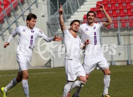 Fussball Regionalliga. SK Austria Klagenfurt gegen SV Wallern. Torjubel Marco Leininger, Grega Triplat, Rexhe Bytyci (Austria Klagenfurt). Klagenfurt, 23.3.2013.
Foto: Kuess
---
pressefotos, pressefotografie, kuess, qs, qspictures, sport, bild, bilder, bilddatenbank