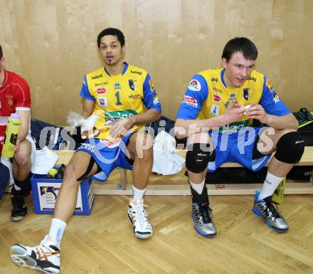 Volleyball. AVL-Halbfinale. SK Aich/Dob gegen Amstetten. De Sousa Sequeira Valdir, WLODARCZYK Wojciech (Aich/Dob). Bleiburg, 23.3.2013.
Foto: Kuess
---
pressefotos, pressefotografie, kuess, qs, qspictures, sport, bild, bilder, bilddatenbank