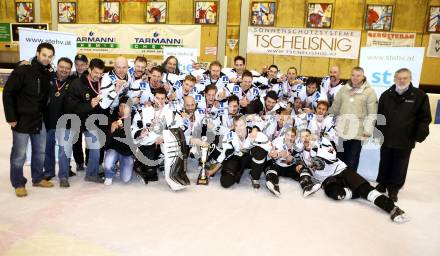 Eishockey NAHL. Finale. Tarco Woelfe Klagenfurt gegen Kapfenberg.  Jubel (Tarco). Klagenfurt, 30.3.2013.
Foto: Kuess
---
pressefotos, pressefotografie, kuess, qs, qspictures, sport, bild, bilder, bilddatenbank