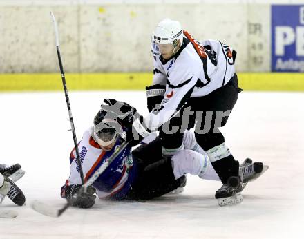 Eishockey NAHL. Finale. Tarco Woelfe Klagenfurt gegen Kapfenberg.  Heiko Ofner,  (Tarco), Florian Pfingstner (Kapfenberg). Klagenfurt, 30.3.2013.
Foto: Kuess
---
pressefotos, pressefotografie, kuess, qs, qspictures, sport, bild, bilder, bilddatenbank