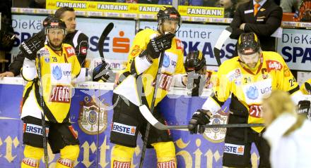 EBEL. Eishockey Bundesliga. EC KAC gegen PC Vienna Capitals..  Sven Klimbacher, Jonathan Ferland  (Caps). Klagenfurt, am 31.3.2013.
Foto: Kuess 


---
pressefotos, pressefotografie, kuess, qs, qspictures, sport, bild, bilder, bilddatenbank