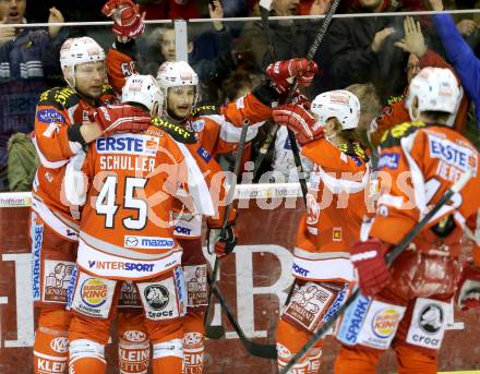 EBEL. Eishockey Bundesliga. EC KAC gegen PC Vienna Capitals.. Torjubel KAC. Klagenfurt, am 31.3.2013.
Foto: Kuess 


---
pressefotos, pressefotografie, kuess, qs, qspictures, sport, bild, bilder, bilddatenbank