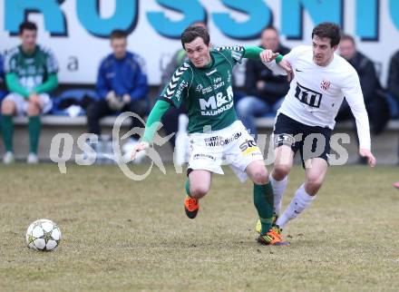 Fussball Regionalliga. Feldkirchen gegen St. Florian. Mario Antunovic (Feldkirchen),  (St. Florian). Feldkirchen, am 1.4.2013.
Foto: Kuess
---
pressefotos, pressefotografie, kuess, qs, qspictures, sport, bild, bilder, bilddatenbank