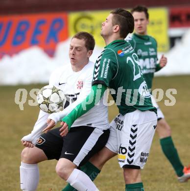 Fussball Regionalliga. Feldkirchen gegen St. Florian. Florian Hausdorfer (Feldkirchen), Thomas Zemann (St. Florian). Feldkirchen, am 1.4.2013.
Foto: Kuess
---
pressefotos, pressefotografie, kuess, qs, qspictures, sport, bild, bilder, bilddatenbank