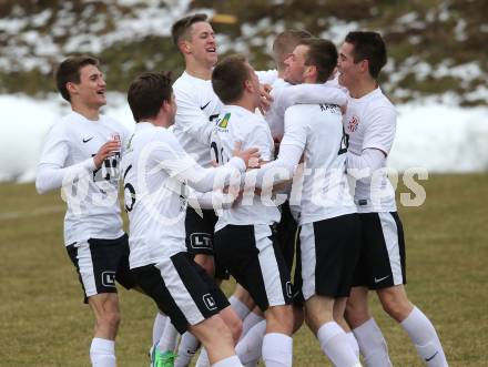 Fussball Regionalliga. Feldkirchen gegen St. Florian. Torjubel  (St. Florian). Feldkirchen, am 1.4.2013.
Foto: Kuess
---
pressefotos, pressefotografie, kuess, qs, qspictures, sport, bild, bilder, bilddatenbank