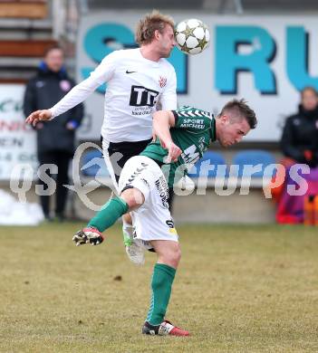 Fussball Regionalliga. Feldkirchen gegen St. Florian. Mathias Regal (Feldkirchen), Gabriel Schneider (St. Florian). Feldkirchen, am 1.4.2013.
Foto: Kuess
---
pressefotos, pressefotografie, kuess, qs, qspictures, sport, bild, bilder, bilddatenbank