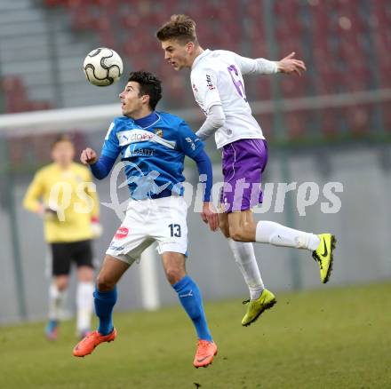 Fussball Regionalliga. SK Austria Klagenfurt gegen VSV. Marco Leininger, (Austria Klagenfurt), Sandro Ebner  (VSV). Klagenfurt, 5.4.2013.
Foto: Kuess
---
pressefotos, pressefotografie, kuess, qs, qspictures, sport, bild, bilder, bilddatenbank