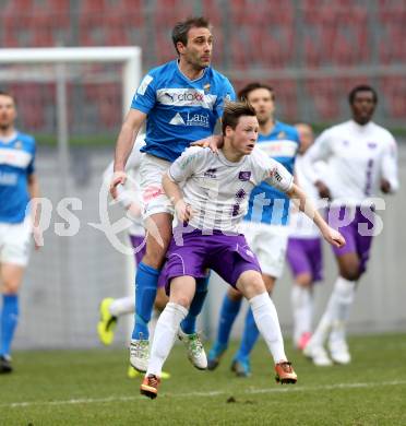 Fussball Regionalliga. SK Austria Klagenfurt gegen VSV. Fabian Miesenboeck, (Austria Klagenfurt), Marco Reich  (VSV). Klagenfurt, 5.4.2013.
Foto: Kuess
---
pressefotos, pressefotografie, kuess, qs, qspictures, sport, bild, bilder, bilddatenbank