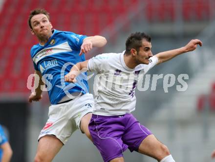 Fussball Regionalliga. SK Austria Klagenfurt gegen VSV. Rexhe Bytyci,  (Austria Klagenfurt), Udo Gasser (VSV). Klagenfurt, 5.4.2013.
Foto: Kuess
---
pressefotos, pressefotografie, kuess, qs, qspictures, sport, bild, bilder, bilddatenbank