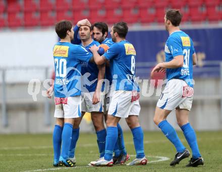 Fussball Regionalliga. SK Austria Klagenfurt gegen VSV. Torjubel  (VSV). Klagenfurt, 5.4.2013.
Foto: Kuess
---
pressefotos, pressefotografie, kuess, qs, qspictures, sport, bild, bilder, bilddatenbank