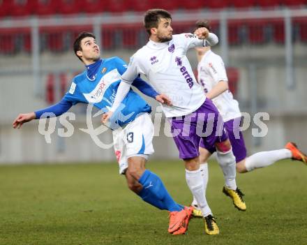 Fussball Regionalliga. SK Austria Klagenfurt gegen VSV. Darko Vasic, (Austria Klagenfurt), Sandro Ebner  (VSV). Klagenfurt, 5.4.2013.
Foto: Kuess
---
pressefotos, pressefotografie, kuess, qs, qspictures, sport, bild, bilder, bilddatenbank