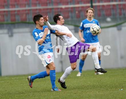 Fussball Regionalliga. SK Austria Klagenfurt gegen VSV. Matthias Dollinger,  (Austria Klagenfurt), Michel Sandic (VSV). Klagenfurt, 5.4.2013.
Foto: Kuess
---
pressefotos, pressefotografie, kuess, qs, qspictures, sport, bild, bilder, bilddatenbank